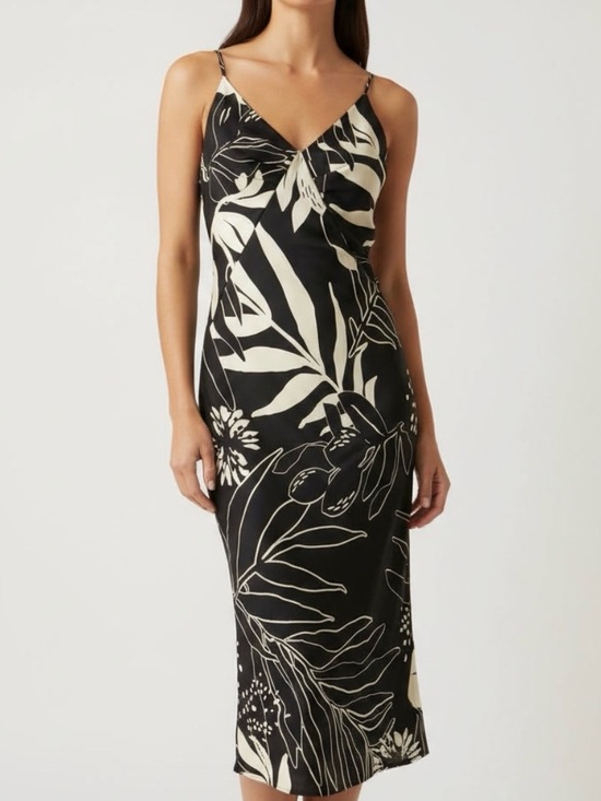 Caroline Constas Dresses & Skirts - Caroline Constas Black&Cream Floral Midi Dress S